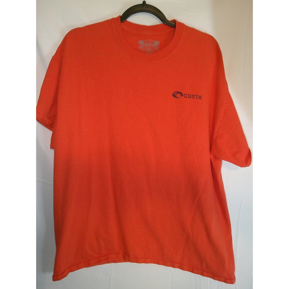 Costa Del Mar Marlin Fishing‎ Graphic T-Shirt Mens XL Orange Short Sleeve